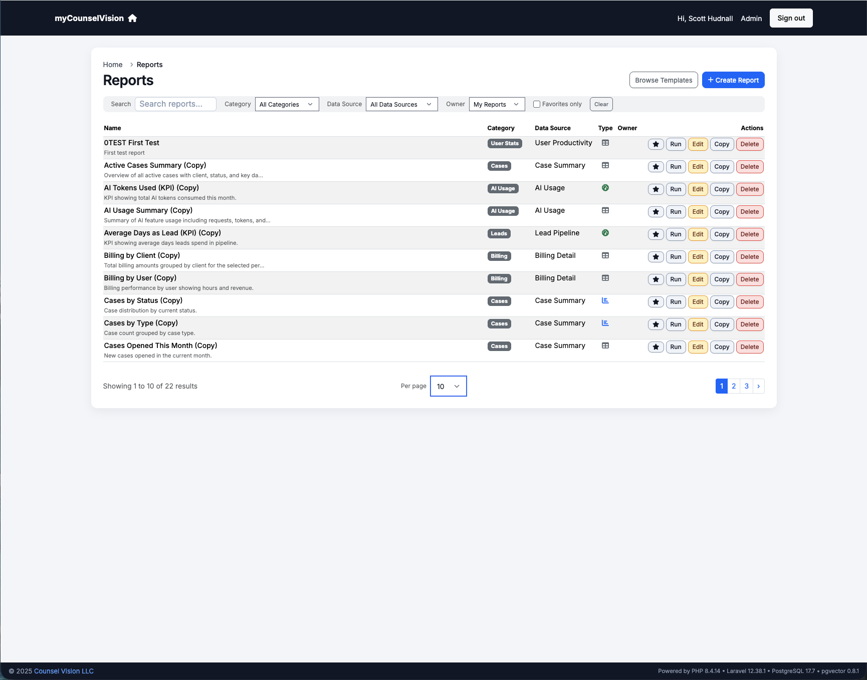 custom legal practice report builder